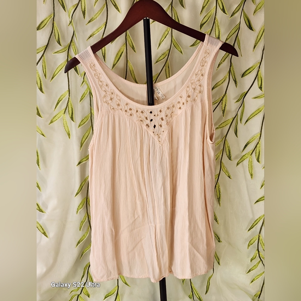 🏝Mudd Pink Pleated Sleeveless Tank Top